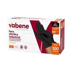 LUVA NITRILICA S/ PO PRETA  VABENE TAM. M BOX C/ 100UN