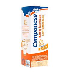 LEITE UHT CAMPONESA ZERO LACTOSE SEMI DESN 1LITRO